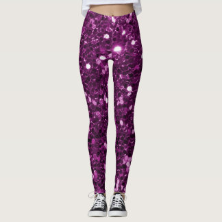 Lila Imitat-Glitzer-Glitzern Leggings