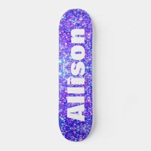 Lila Imitat Glitzer Personalisierte Mädchen Skateboard