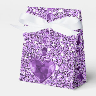 Lila Imitat-Glitzer-u. Herz-Tröpfchen Geschenkschachtel