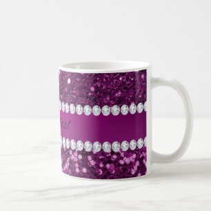 Lila Imitat-Glitzer und Diamanten Tasse