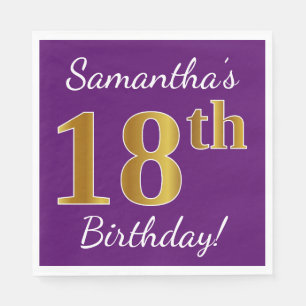 Lila, Imitat-Gold18. Geburtstag + Individueller Serviette