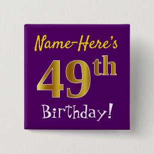 Lila, Imitat-Gold49. Geburtstag, mit individuellem Button