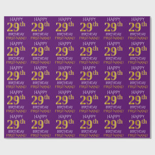 Lila, Imitat-Gold "GLÜCKLICHER 29. GEBURTSTAG " Geschenkpapier