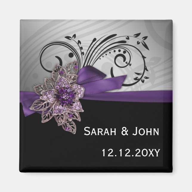 Lila IMITATE Band Vintag Brooche Hochzeit Magnet (Vorne)