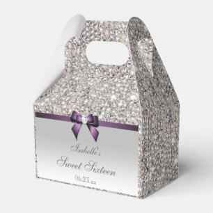 Lila Imitate Bow Silver Sequins Sweet 16 Geschenkschachtel