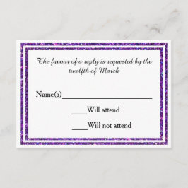 Lila Imitate Glittered Trim - RSVP Card Karte