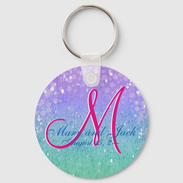 Lila Imitate Glitzer Patio Lantern Confetti Glam Schlüsselanhänger (Vorderseite)