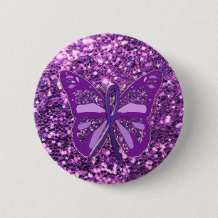 Lila Imitate Glitzer Schmetterlingswaage Button