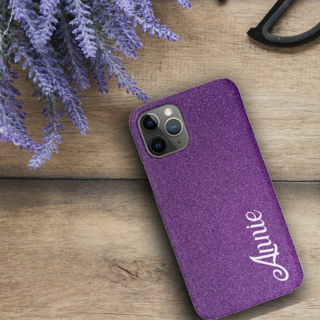Lila Imitate Glitzer Schöner Funkelnd Niedlicher N Case-Mate iPhone Hülle (Purple Faux Glitter Beautiful Sparkly Cute Name Case-Mate iPhone Case)