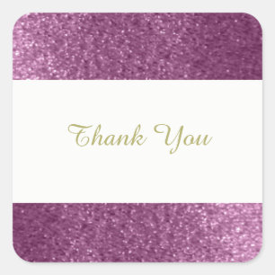 Lila Imitate Glitzer Vielen Dank Quadratischer Aufkleber