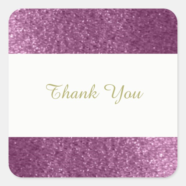 Lila Imitate Glitzer Vielen Dank Quadratischer Aufkleber (Vorderseite)