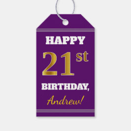 Lila, Imitate Gold 21. Geburtstag + Individuelle N Geschenkanhänger