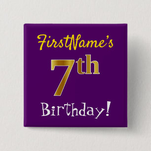Lila, Imitate Gold 7. Geburtstag, mit Individuelle Button