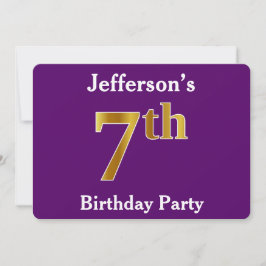 Lila, Imitate Gold 7. Geburtstagsparty + Individue Einladung