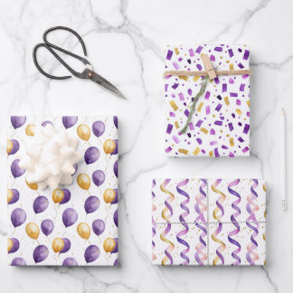 Lila Imitate Gold Geschenkpapier Set
