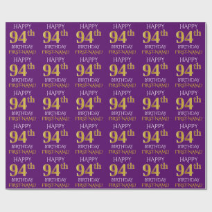 Lila, Imitate Gold "HAPPY 94. GEBURTSTAG" Geschenkpapier