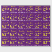 Lila, Imitation Gold Look "62. GEBURTSTAG"