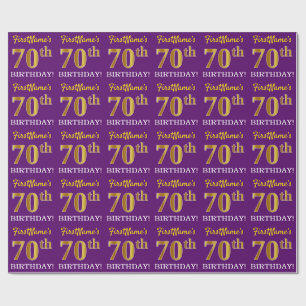 Lila, Imitation Gold Look "70. GEBURTSTAG" Geschenkpapier