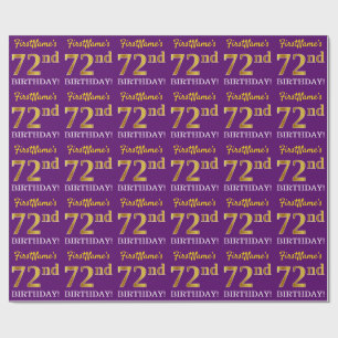 Lila, Imitation Gold Look "72. GEBURTSTAG" Geschenkpapier