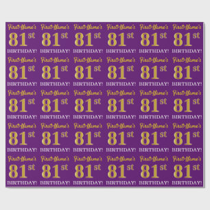 Lila, Imitation Gold Look "81. GEBURTSTAG" Geschenkpapier