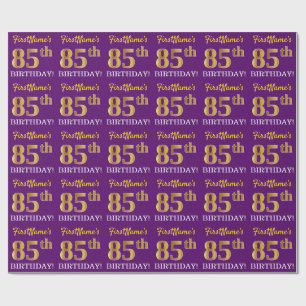 Lila, Imitation Gold Look "85. GEBURTSTAG" Geschenkpapier