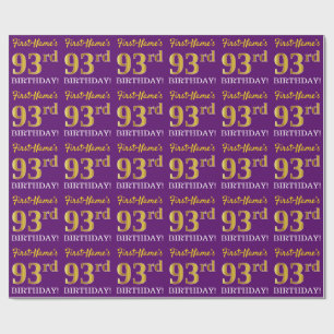 Lila, Imitation Gold Look "93. BIRTHDAY" Geschenkpapier