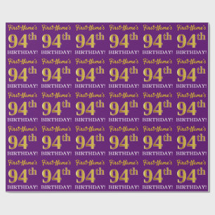 Lila, Imitation Gold Look "94. GEBURTSTAG" Geschenkpapier