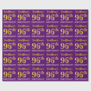 Lila, Imitation Gold Look "96. GEBURTSTAG" Geschenkpapier