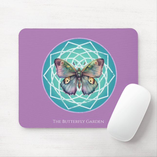 Lila Indigo Butterfly Mystical Mandala Türkis Mousepad (Mit Mouse)