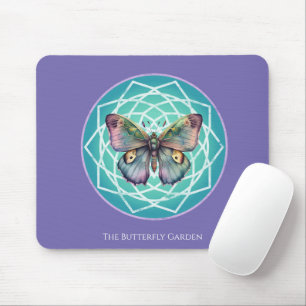 Lila Indigo Butterfly Mystical Mandala Türkis Mousepad