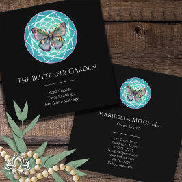 Lila Indigo Butterfly Mystical Mandala Türkis Quadratische Visitenkarte