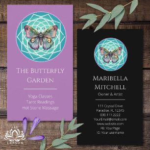 Lila Indigo Butterfly Mystical Mandala Türkis Visitenkarte