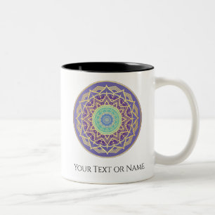 Lila Indigo Gold Türkis Mandala Metaphysisch Zweifarbige Tasse