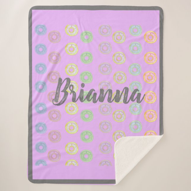 Lila Individuelle Name Donut Sherpa Blanket Sherpadecke (Vorderseite)