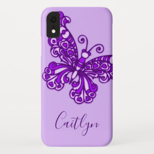 Lila individuelle Name-iPhone-Case mit Butterfly-T Case-Mate iPhone Hülle
