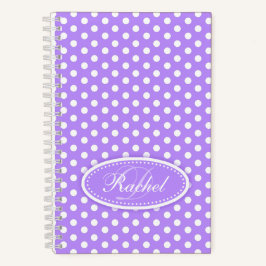 Lila individuelle Name mit Polka-Punktmuster Notizbuch