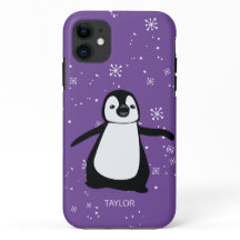 Lila Individuelle Name Niedlicher Pinguin-Schnee