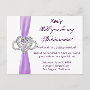 Lila Infinity Heart Bridesmaid Card Einladung