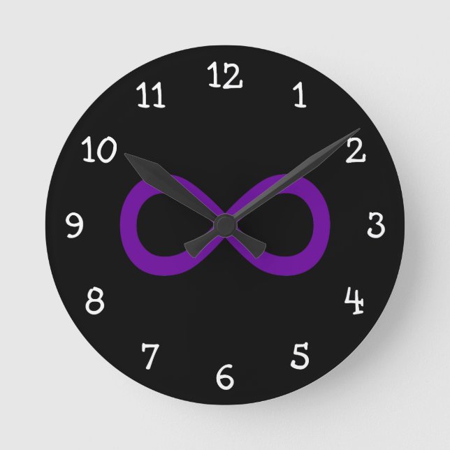 Lila Infinity-Symbol Runde Wanduhr (Vorderseite)