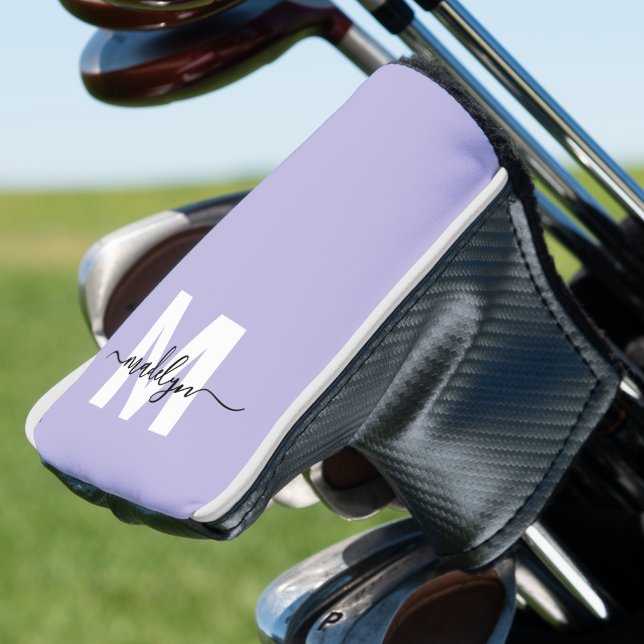 Lila Initialen Namensmonogramm Golf Headcover (Purple Lavender Initial Name Monogram Golf Head Cover)