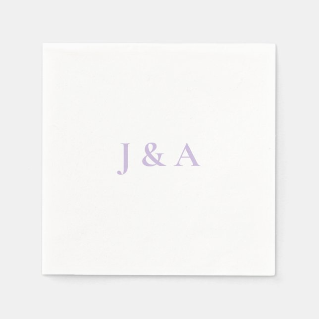 Lila Initials Wedding Napkin Serviette (Vorderseite)