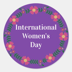 Lila internationaler Frauentag Runder Aufkleber