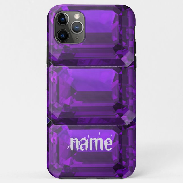 Lila iPhone-Fall Amethyst Gemstone mit Initial Case-Mate iPhone Hülle (Rückseite)