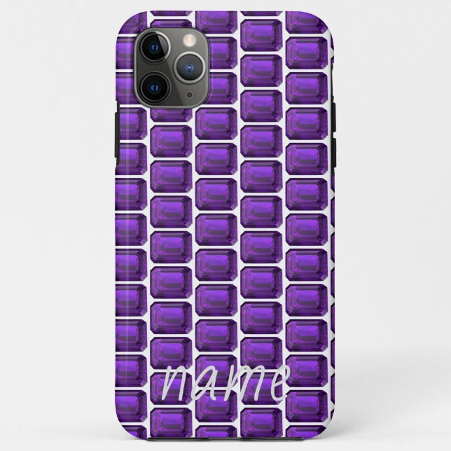 Lila iPhone-Gehäuse Amethyst-Muster mit Monogramm Case-Mate iPhone Hülle (Rückseite)