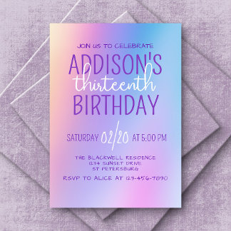 Lila Iridescent Holographic Geburtstag Einladung