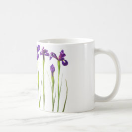 Lila Iris abgeschieden auf einem weißen Tasse