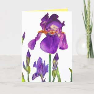 Lila Iris Aquarell-Blume-Karte Karte