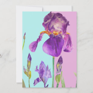 Lila Iris Art Aquarell-Geburtstagseinladung Einladung