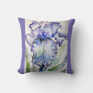 Lila Iris Art Wasserfarben Blume Blumenkissen Kissen