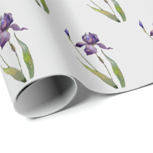 Lila Iris auf grauem Umschlagpapier Geschenkpapier